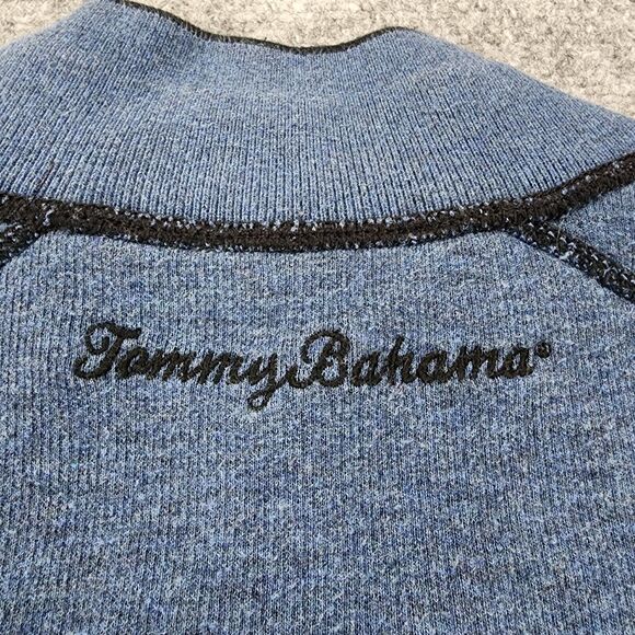 Tommy Bahama Sweater Mens Large Blue Black Flipsider 1/2 Zip Reversible Pullover - Picture 10 of 16